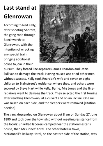 Last stand at Glenrowan  - Ned Kelly Handout