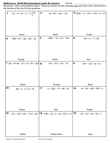 Solving Equations Halloween Fall Multi Step Equations Bundle Maze ...