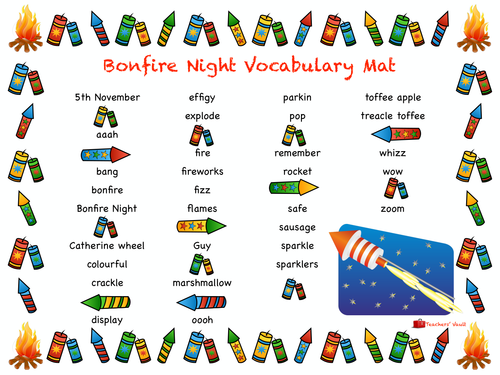 Bonfire Night Vocabulary Mat | Teaching Resources
