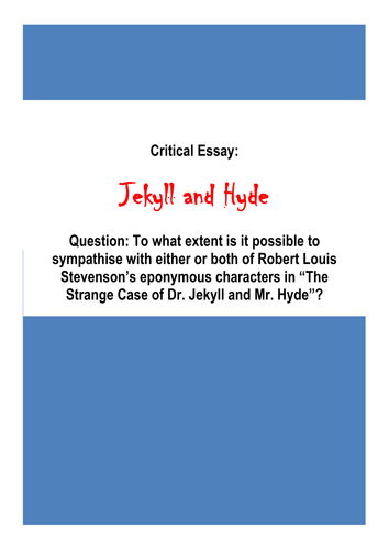 A Grade GCSE English Literature Essay Jekyll and Hyde