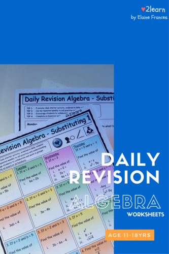 Math Daily Revision Worksheets - Algebra 1 Substituting / Substitution ...
