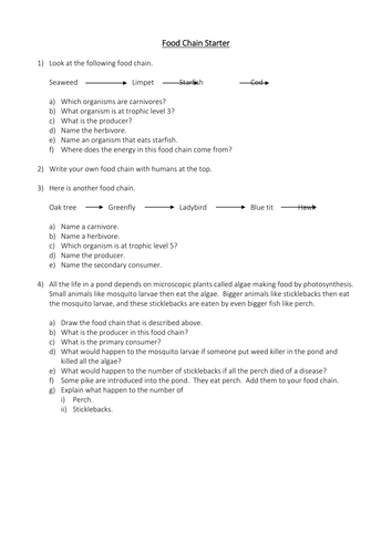 New AQA (9-1) GCSE Biology Ecology:Trophic Levels In An Ecosystem (4.7. ...