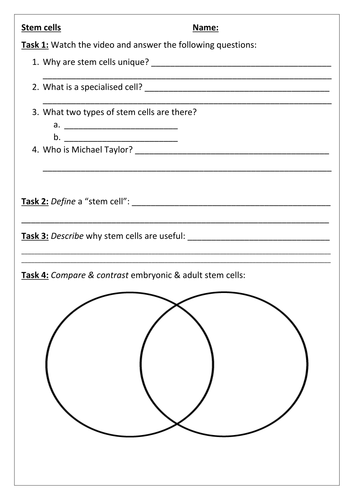 NEW SPEC GCSE - B1 - Stem cells