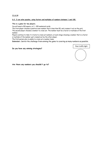 Lower Key Stage 2- Numeracy- Factors