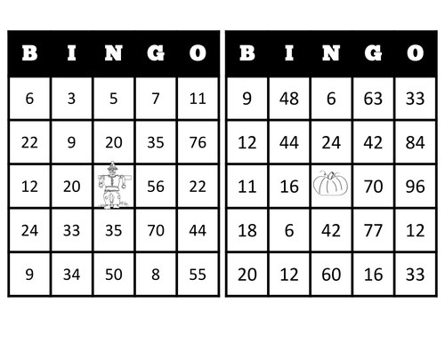Pumpkin Bingo - Multiplication Math Fact Fun 1's through 12s - Game ...