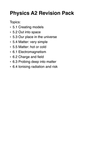 A-Level PHYSICS Revision Pack