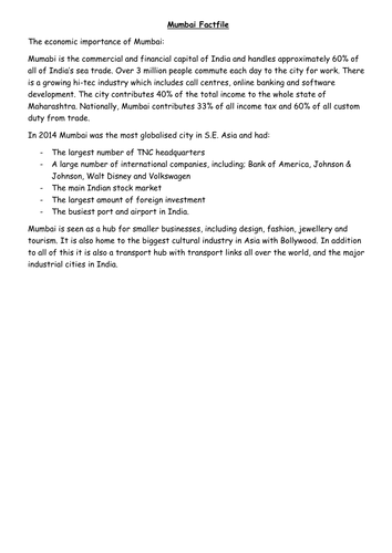 A Major LIC or NEE City | Teaching Resources