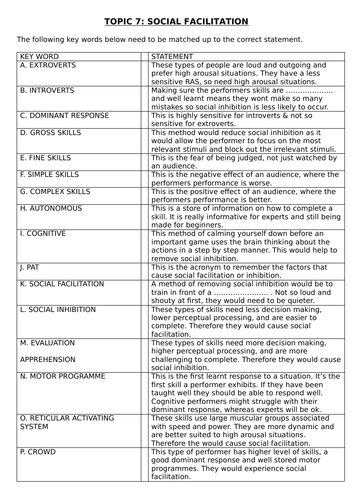 AS OCR PE SPORTS PSYCHOLOGY (NEW SPEC 2016) WORKSHEETS | Teaching Resources