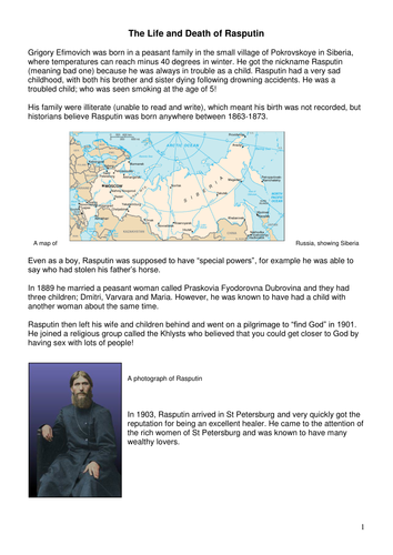 Lesson 2 - Rise of the Dictators - Nicholas II and Rasputin