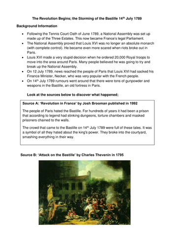 Lesson 7- French Revolution and Napoleon - Storming of the Bastille