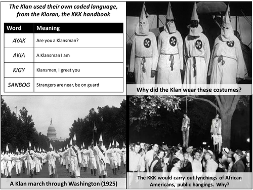Usa What Explains The Rise And Fall Of The Ku Klux Klan Kkk L16 Teaching Resources 5614