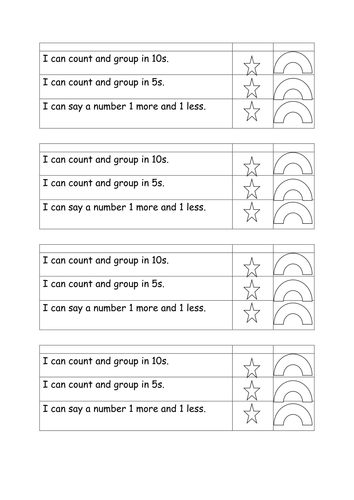 8 editable 2 stars and a wish, self assessment EYFS/ Key Stage 1 Numeracy forms.