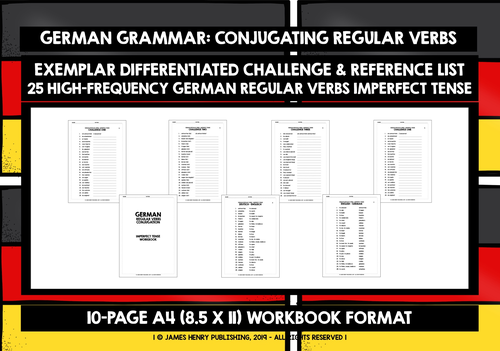 GERMAN REGULAR VERBS IMPERFECT TENSE CONJUGATION | Teaching Resources