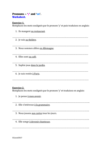 French Pronouns Y & En - A Complete Guide. 