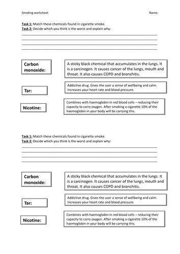 GCSE NEW SPEC - B7 - Non -communicable diseases - lesson on smoking