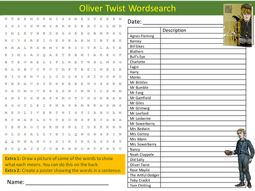 Oliver Twist Wordsearch Dickens Novel Literacy Starter Activity