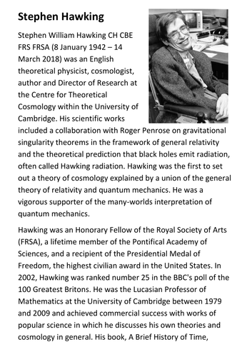 Stephen Hawking Handout