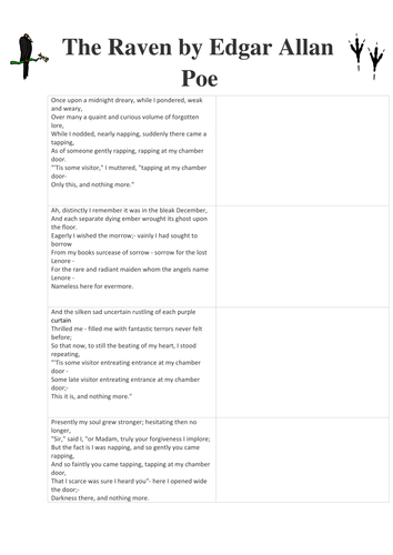 The Raven Poetry Lesson - Edgar Allan Poe | Teaching Resources