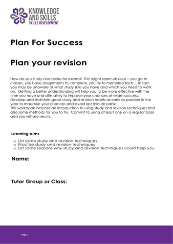 Plan for Success: Plan Your Revision