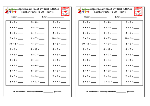 Maths Goal - Improving Recall of Basic Addition Facts