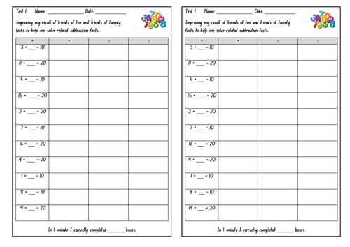 Maths Goal - Addition and Subtraction (Related Facts)