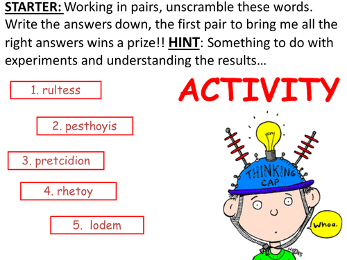 Hypotheses, theory acceptance, making predictions, peer review, scientific method, trial by evidence