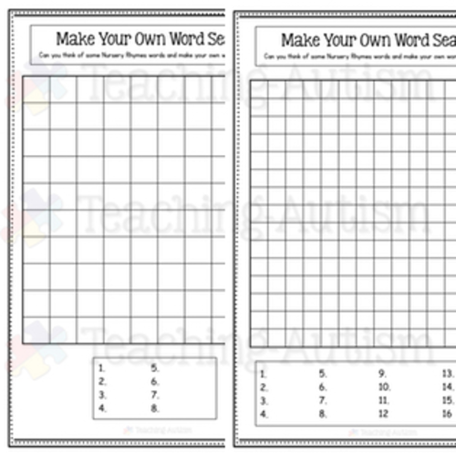 Nursery Rhymes Word Search Activity Teaching Resources