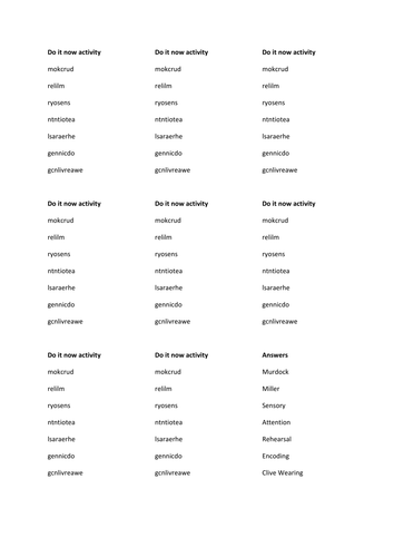 Structures of memory AQA GCSE psychology 8182 Cognition & Behaviour ...