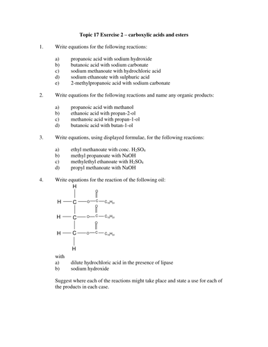 New AQA A2 Organic Chemistry- Carboxylic acids | Teaching Resources