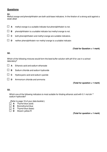 New AQA A2 Acids and bases- pH curves and buffer solutions | Teaching ...