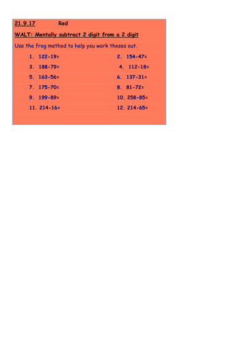 Addition and subtraction planning and resources - Mental Methods - Week Plan and all resources.