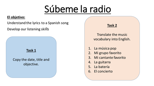 Subeme la radio - Enrique Iglesias song lesson | Teaching Resources