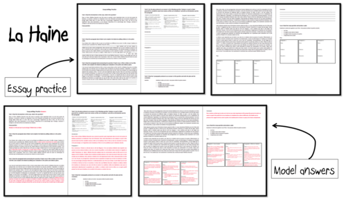 Writing an essay- practice+ model answers- La Haine- A Level French