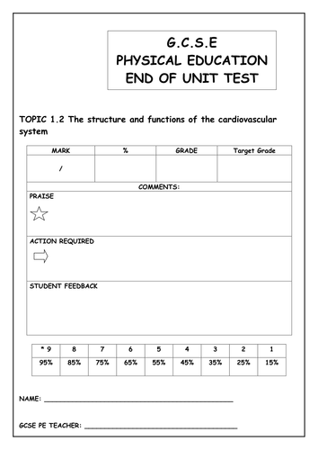GCSE PE Edexcel New Spec 2016 CV System End of Unit 91����t & Answers