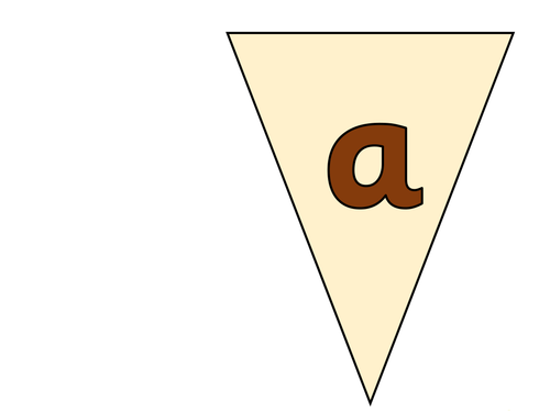 Bunting featuring A-Z Lower Case Alphabet with Brown Lettering