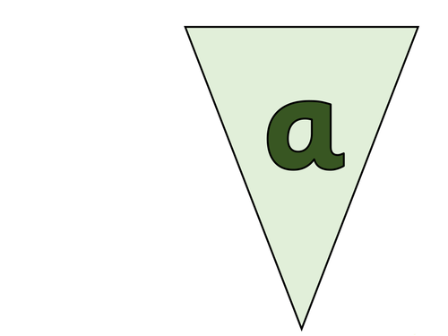 Bunting featuring A-Z Lower Case Alphabet with Green Lettering