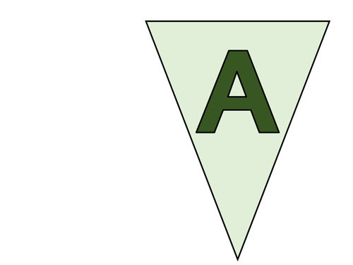 Bunting featuring A-Z Upper Case Alphabet with Green Lettering