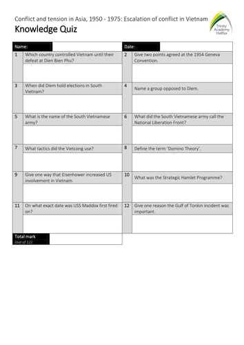 AQA GCSE History - Conflict in Asia - Section 2 - L8 - 16 mark question ...