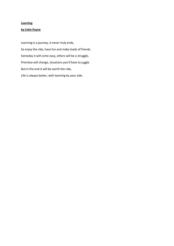 A Learning journey short poem