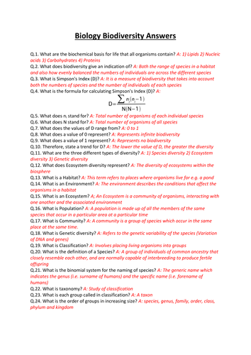 CCEA A-LEVEL BIOLOGY 2017 SPECIFICATION: AS 2: BIODIVERSITY REVISION