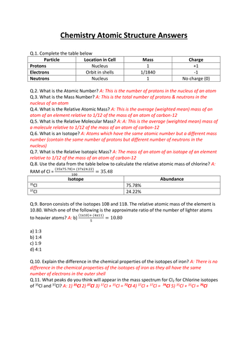 CCEA A-LEVEL CHEMISTRY 2017 SPECIFICATION: AS 1: ATOMIC STRUCTURE REVISION