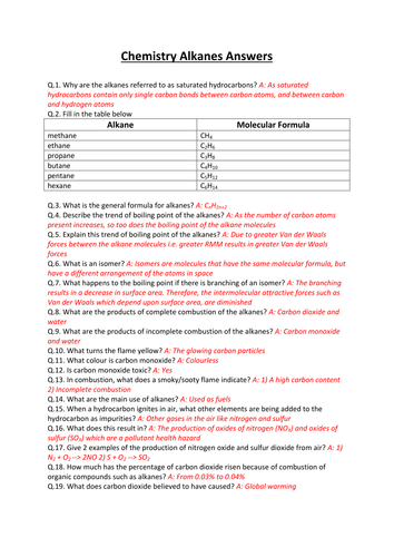 CCEA A-LEVEL CHEMISTRY 2017 SPECIFICATION: AS 2: ALKANES REVISION