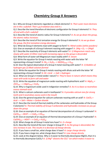 CCEA A-LEVEL CHEMISTRY 2017 SPECIFICATION: AS 2: GROUP II ELEMENTS & THEIR COMPOUNDS REVISION