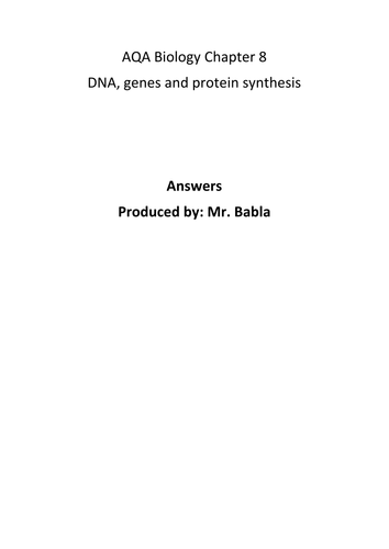 AQA Biology A Level Year 1 and AS Chapter 8 MCQs and Answers | Teaching ...