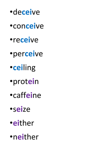 i-before-e-except-after-c-and-exceptions-teaching-resources