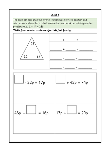 year 2 inverse calculations and missing number problems wrmh