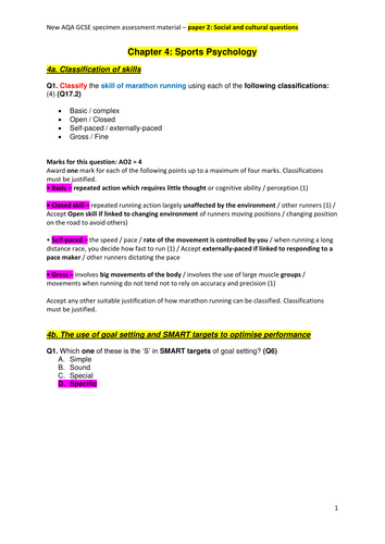 AQA GCSE PE NEW SPEC PAPER 2 INTERACTIVE Q & A REVISION GAME | Teaching ...