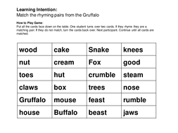 The Gruffalo Rhyming Words Game Teaching Resources