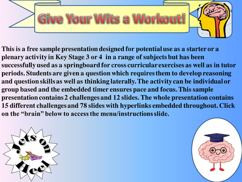 Sample Give your wits a workout | Teaching Resources