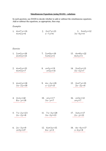 Simultaneous equations (elimination method) | Teaching Resources